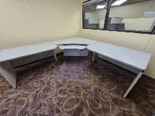 Corner Office Desk with 2 drawer file cabinet and Keyboard Tray
