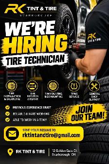 WE'RE HIRING – EXPERIENCED TIRE TECHNICIAN