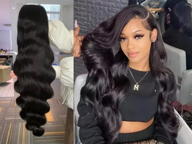 Human Hair Body Wave Wig - Black - 22in - 13x4 Lace