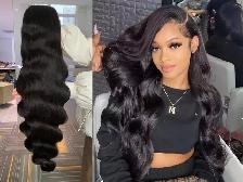 Human Hair Body Wave Wig - Black - 22in - 13x4 Lace