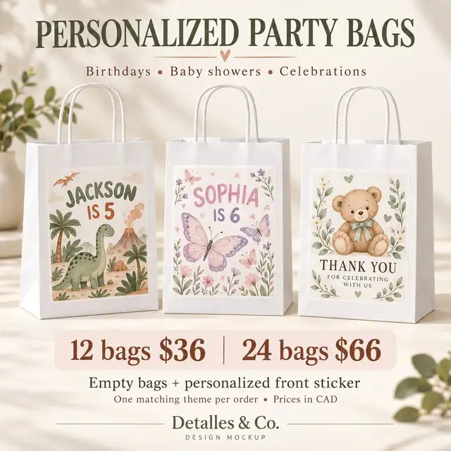 Personalized Party Favour Bags – Birthdays & Baby Showers