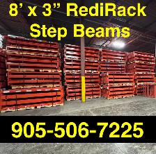 Used 8’ long x 3" thick RediRack pallet racking beams available