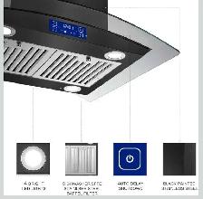 JOEAONZ 30 Inch Island Range Hood 700CFM, Gesture & Touch Panel - Photo 4