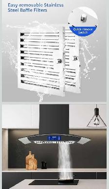 JOEAONZ 30 Inch Island Range Hood 700CFM, Gesture & Touch Panel - Photo 6