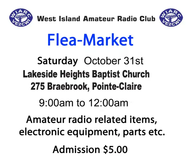 WIARC Ham Radio Flea Market Saturday 31 Oct 2026