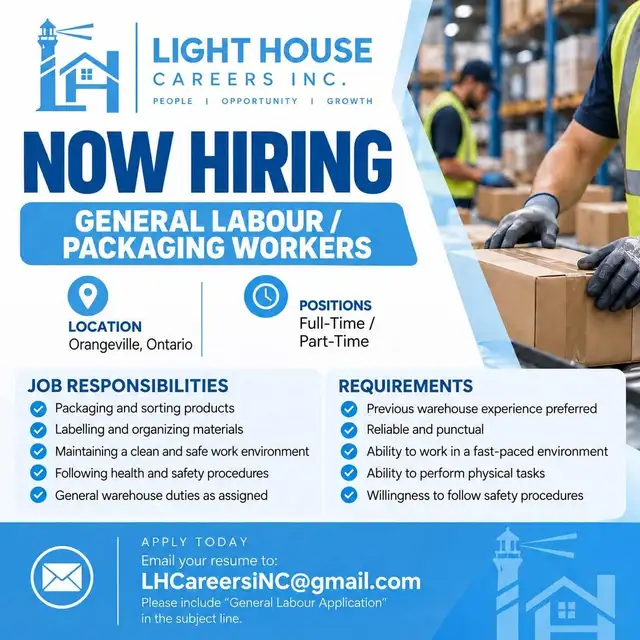 NOW HIRING – ORANGEVILLE, ONTARIO!