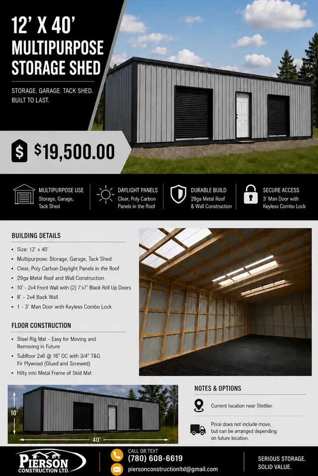 12’x40’ storage shed