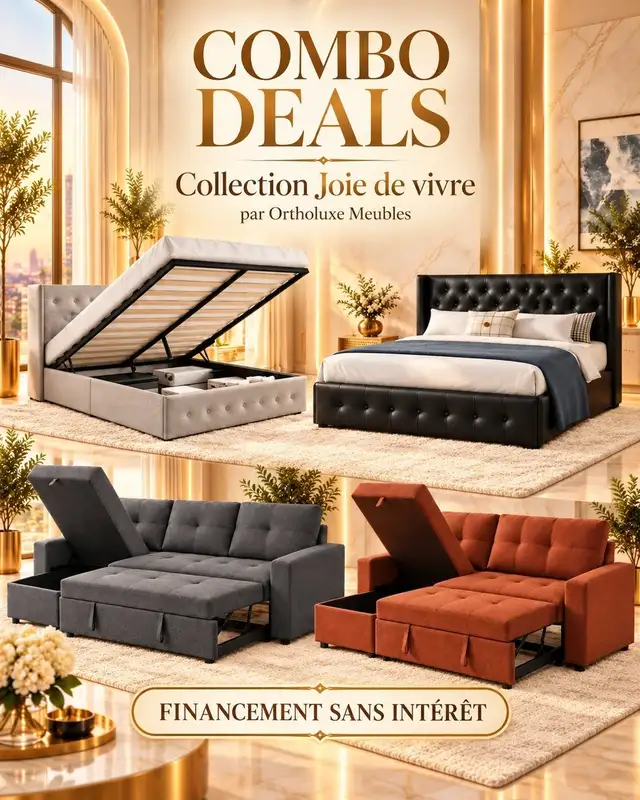 Nouveau Combo — 1 999 $ fixe — Lit   Matelas   Salon   Tapis