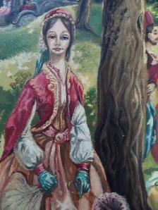 Painting Oil On Canvas Board The Picnic - Photo 2
