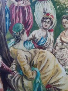 Painting Oil On Canvas Board The Picnic - Photo 3