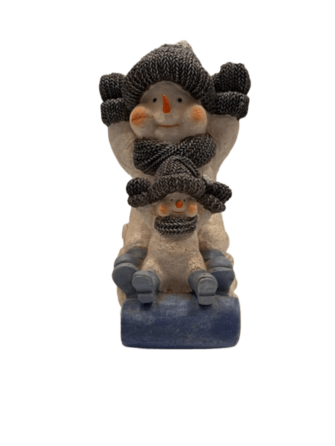 Sledding Snowman Decorative Figurine