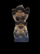 Sledding Snowman Decorative Figurine