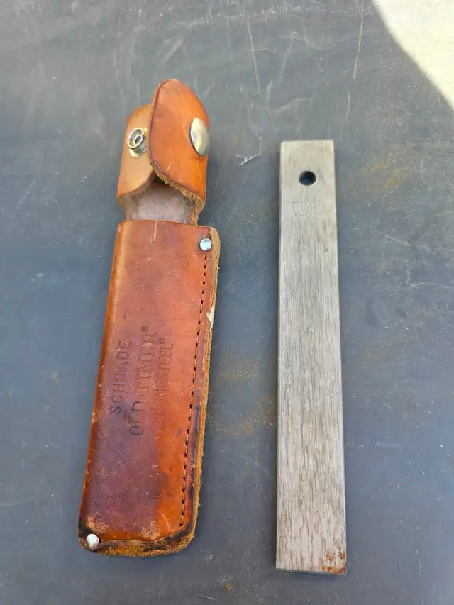 Schrade Old Timer Hone Steel with Leather Knife Sheath Belt Loop