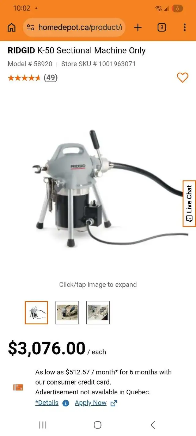 RIDGID K-50 Sectional Machine