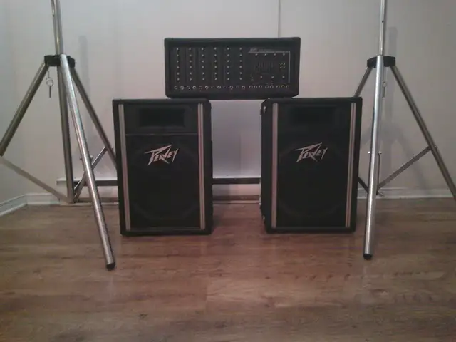 PEAVEY SOUND SYSTEM DE SON AND STAINLESS STEEL STANDS