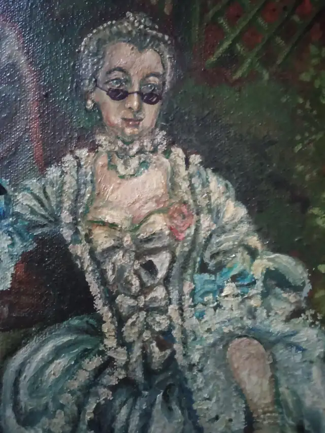 Painting Oil On Canvas Madam Pompadur in lue