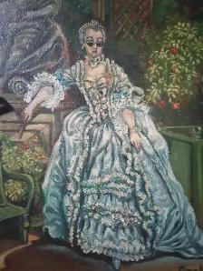 Painting Oil On Canvas Madam Pompadur in lue - Photo 5