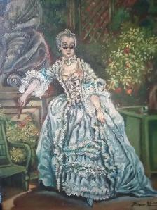 Painting Oil On Canvas Madam Pompadur in lue - Photo 6