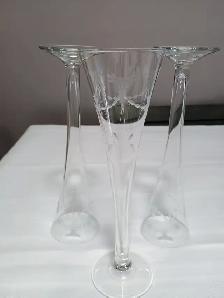 3-Vintage etched champagne flutes / cordial flutes - Photo 2