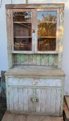 PAST and PRESENT ANTIQUES - HANDMADE  PINE STEPBACK CUPBOARD