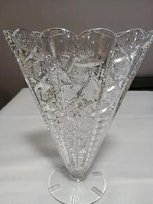 Vintage Hofbauer Germany Pinwheel Lead Crystal Footed Trumpet