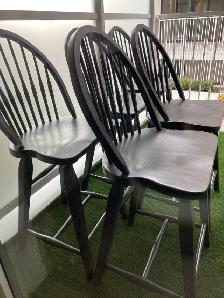 5 'FREE' Black Wooden High Back Bar Stools 'Beautiful!'