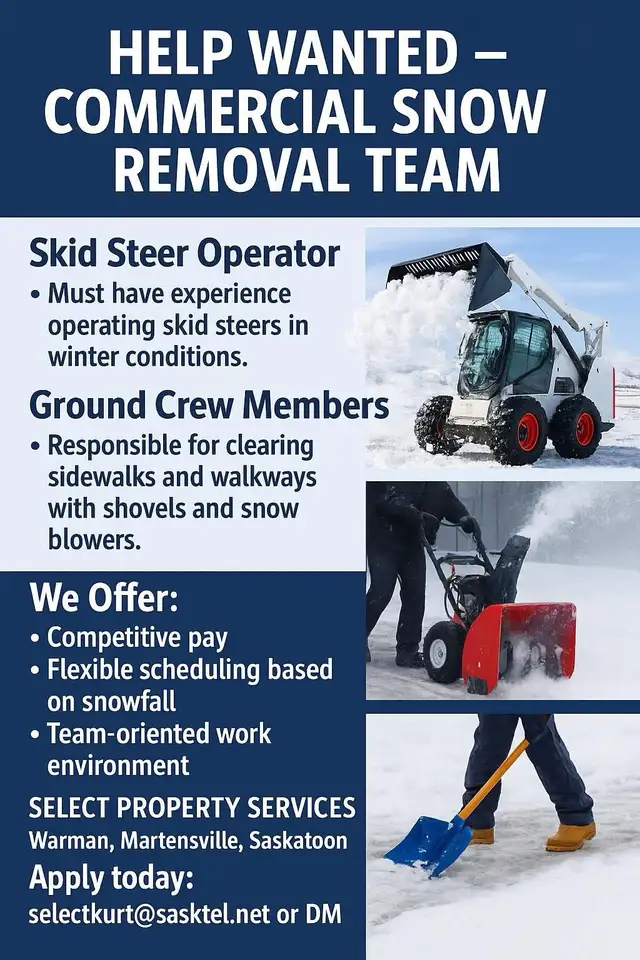 HELP WANTED / SNOW REMOVAL.