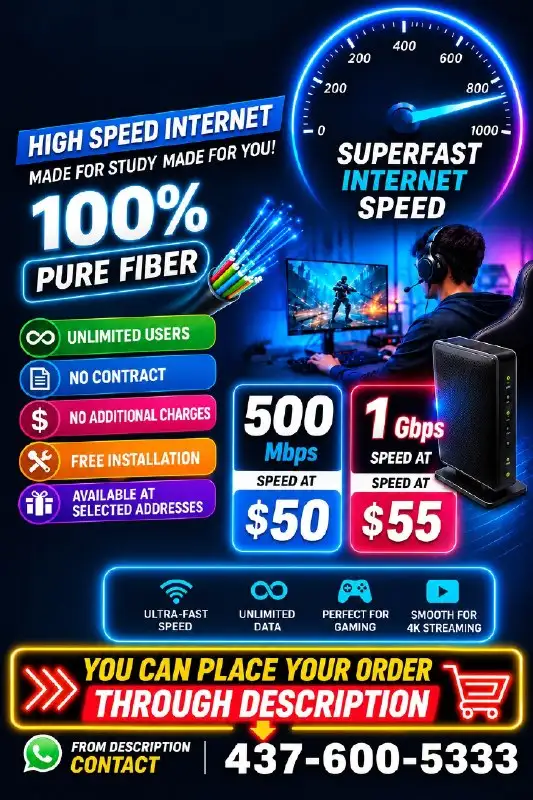 Fibre Internet Deal | 500 Mbps $50 | 1 Gbps $55
