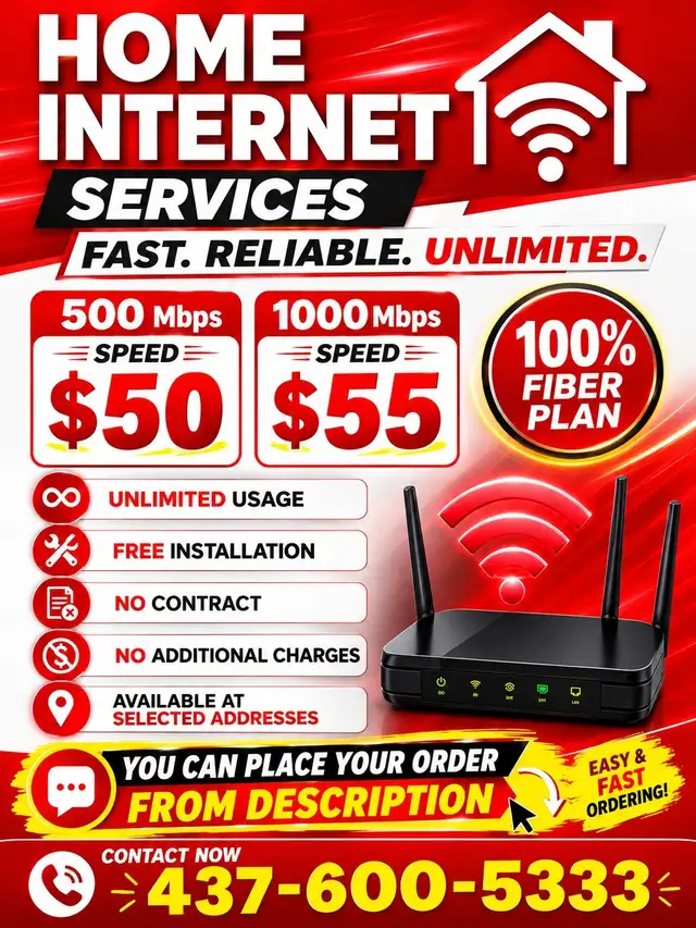 Home Internet $50 | 500 Mbps Fiber