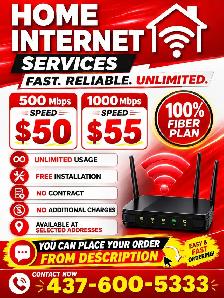 Home Internet $50 | 500 Mbps Fiber