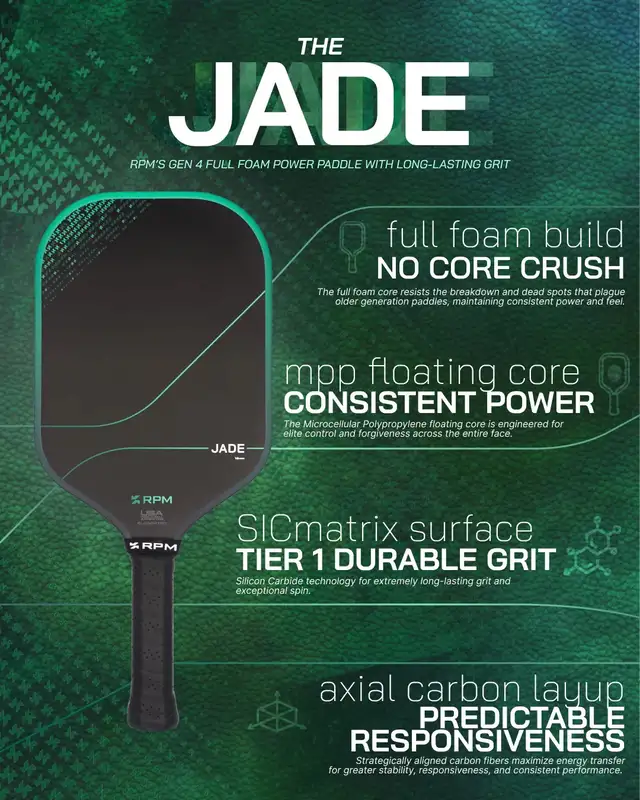 RPM JADE 16MM   14MM PICKLEBALL PADDLE - BRAND NEW W/WARRANTY