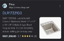 Stainless 17' x 22' x 10-1/8' 3-Hole Sink - Photo 7