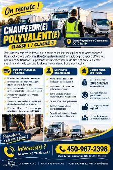 CHAUFFEUR(E) POLYVALENT(E) — CLASSE 1 / CLASSE 3