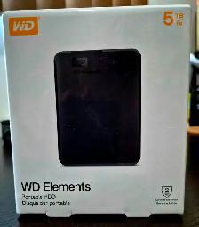 WD Elements 5TB Portable HDD - NEW,  Sealed Box