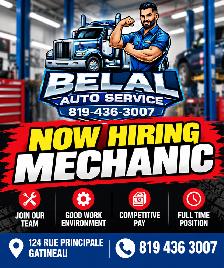 NOW HIRING FULL TIME MECHANIC BELAL AUTO SERVICE GATINEAU AYLMER