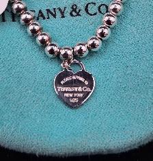 Tiffany & Co. .925 Sterling Silver Mini Bead Blue Heart Bracelet - Photo 3