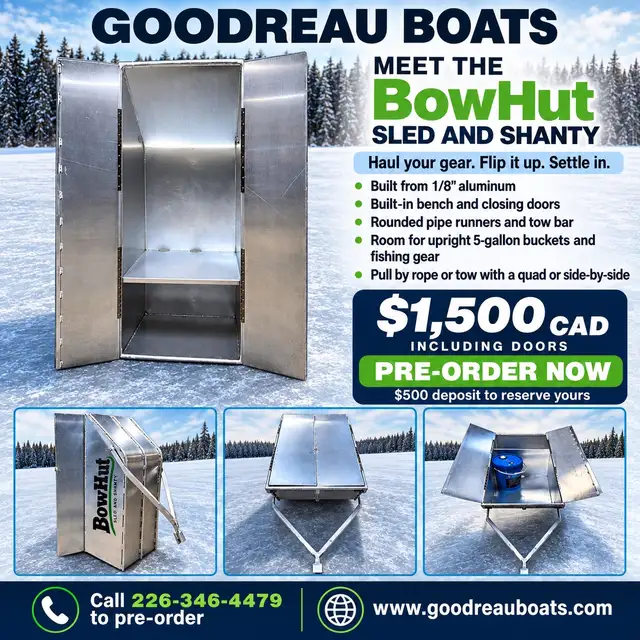 Aluminum Ice Fishing Sled & Shanty, BowHut by Goodreau Boats