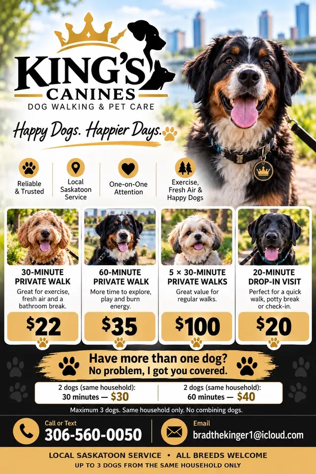 KING’S CANINES – DOG  WALKING & PET CARE