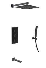 3 Way Thermostatic Shower/Tub Sets, Chrome or Black - Clearance