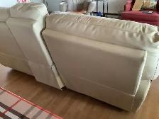 Divan inclinable en cuir crème avec porte-gobelets - Photo 3