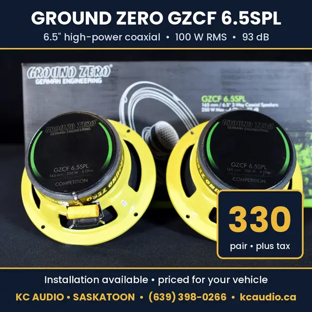 Ground Zero GZCF 6.5SPL 6.5' Coaxial Speakers - 100W RMS