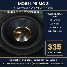 Morel Primo 8' Subwoofer - 250W RMS 4 Ohm