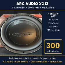 Arc Audio X2 12' Subwoofer - 250W RMS Dual 2 Ohm