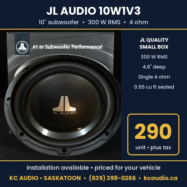 JL Audio 10W1v3-4 10' Subwoofer - 300W RMS