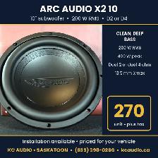 Arc Audio X2 10' Subwoofer - 200W RMS - Dual 2 or Dual 4 Ohm