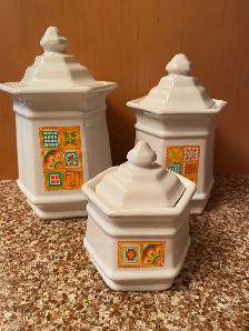Three (3) vintage Elegant and Decorative Jars with lids