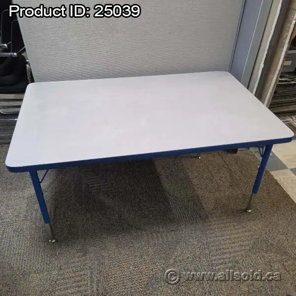 Height Adjustable Grey Office Table w/ Blue Trim 48x30