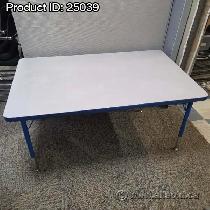Height Adjustable Grey Office Table w/ Blue Trim 48x30