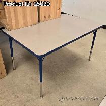 Height Adjustable Grey Office Table w/ Blue Trim 48x30 - Photo 2