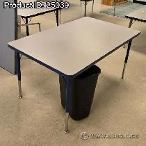 Height Adjustable Grey Office Table w/ Blue Trim 48x30 - Photo 3